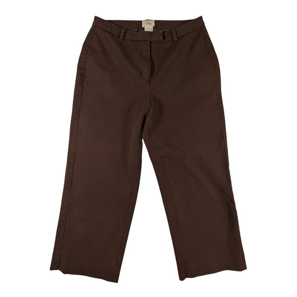L.L. Bean Pants - LL Bean Womens Brown Cotton Lycra Straight‎ Crop Capri Pants Stretch  Size 6 Reg